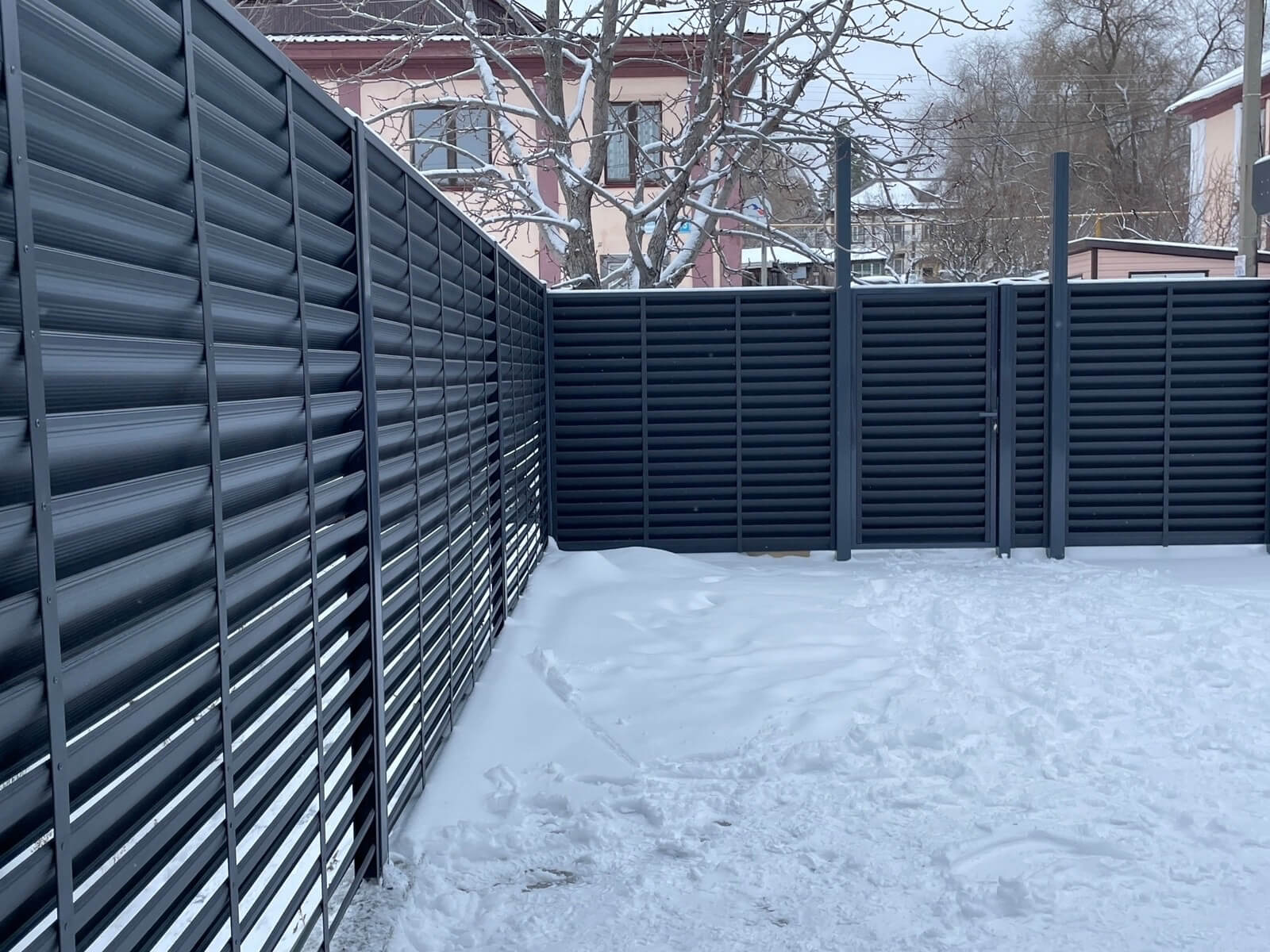 Забор-жалюзи 53м RAL7024/7024 Серый Графит двусторонний МАТТЕ фото 3 в Майкопе