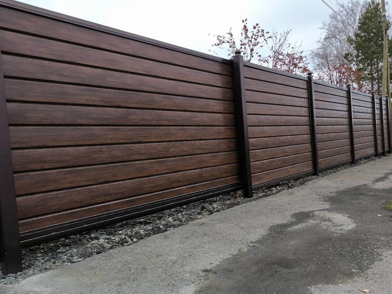 Забор из металлосайдинга Евро-Брус 46м Античное Дерево Принтек фото 5 в Майкопе